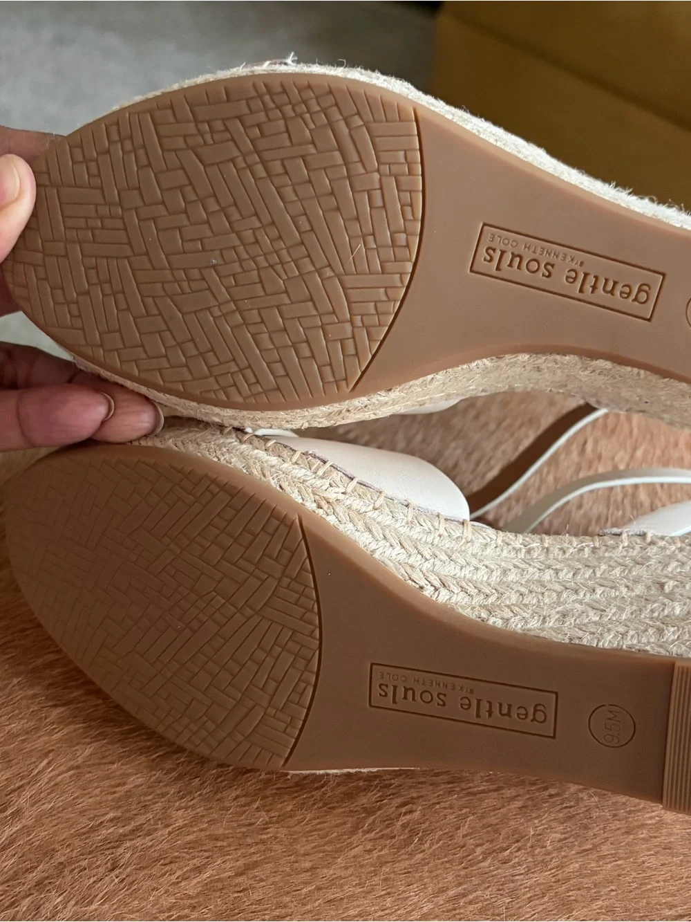 gentle souls White Leather Crisscross Espadrille Wedge Sandals